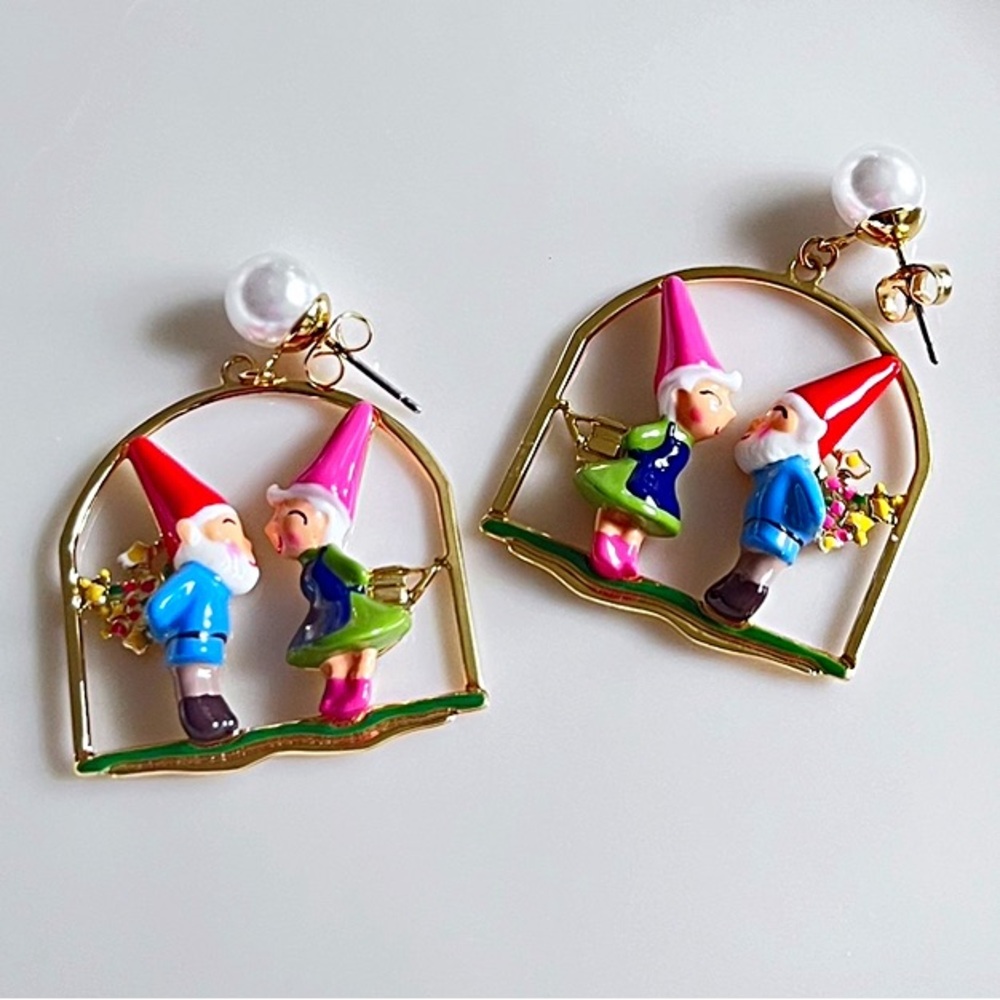 Les Nereides Garden Gnome Couple Earrings